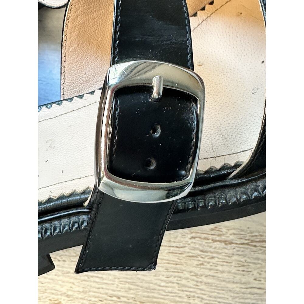 Inch 2 closed toe sandal Shoes 41 Black Leather Mary Janes 11 No Ankle Straps - Picture 13 of 14